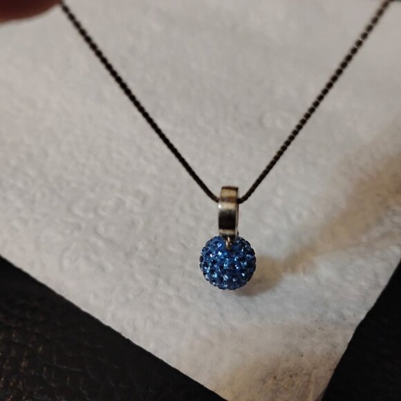 Elegant Blue Sparkly Pendant Sterling Silver 925 Italy Chain Necklace 8.5' /half - Picture 6 of 9